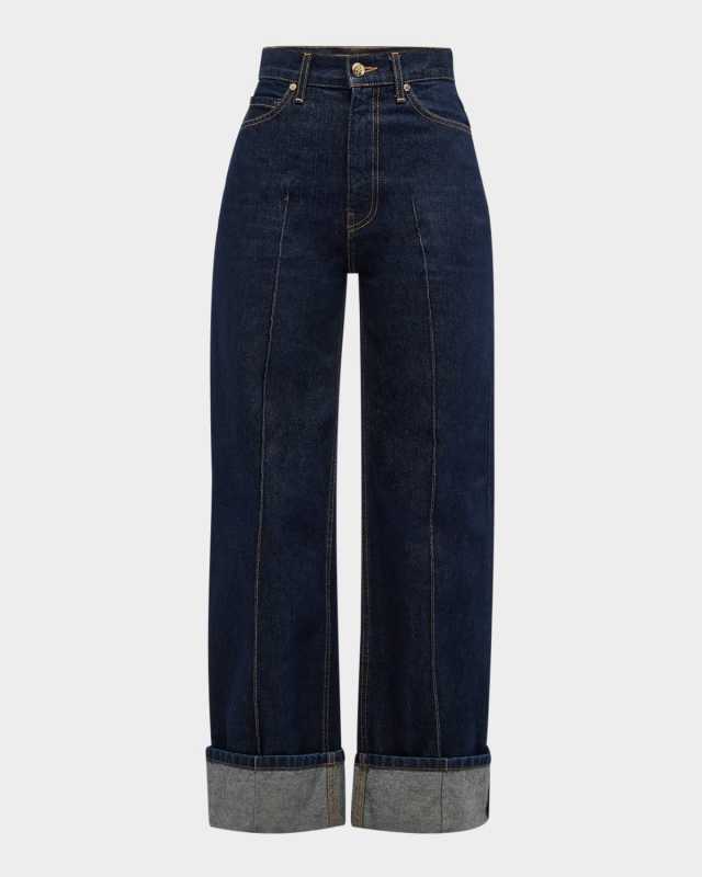The Genevieve Topstitched Wide-Leg Denim Jeans